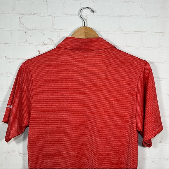 Columbia GOLF Polo Shirt Womens Size Medium Orange Omni-Wick Striped Top - Picture 12 of 13